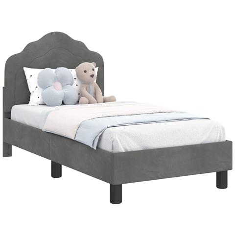 Struttura letto per bambini con testata Grigio Scuro Velluto - Foto 1