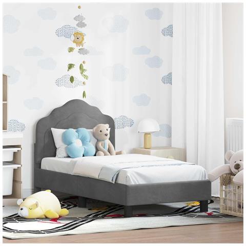 Struttura letto per bambini con testata Grigio Scuro Velluto - Foto 2