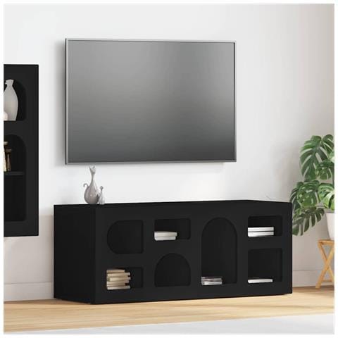 Mobile TV Nero 100 x 35 x 40 cm Legno multistrato - Foto 2
