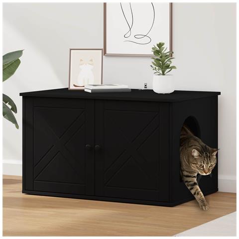 Casa per Gatti Nero 85 x 55 x 50,5 cm Legno multistrato - Foto 2