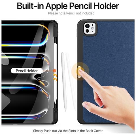 Cover per iPad Pro 13 (2024) - Pelle /PU, Blu, Auto Wake /Sleep - Foto 4