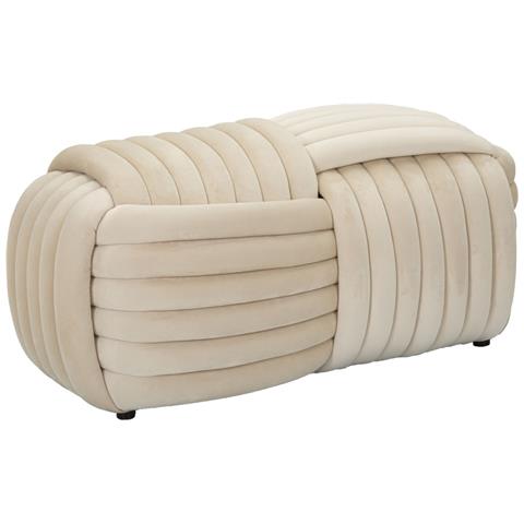 Panca Softy In Velluto Crema Con Nodo Centrale 90x45x45 Cm - Foto 1