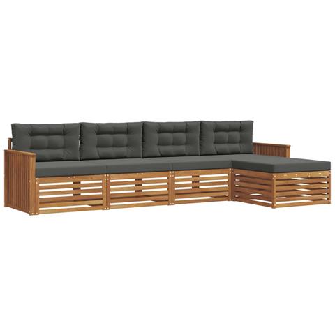 Set di divani da esterno con cuscino 5 pcs Naturale e Antracite - Foto 1