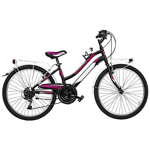 Bici Da Ragazza In Alluminio Ly24ac18v Bicicletta Mountain Bike Misura 24 Lincy Cambio 18v Completa Di Accessori E Luci A Led - 34 Nero Opaco Fuxia - Foto 1