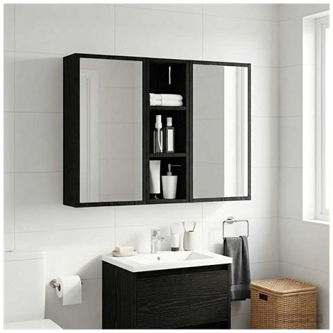 Armadio da bagno a muro Rovere Nero 20 x 16 x 62,5 cm - Foto 2