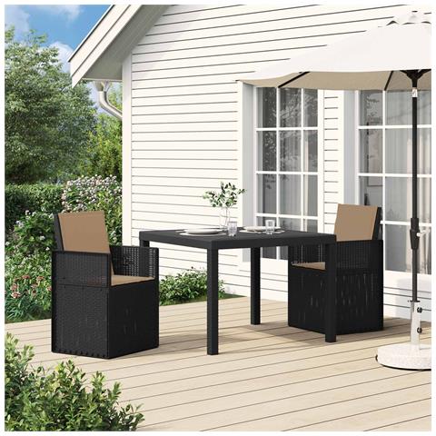 Sedie da pranzo da giardino 2 pcs Antracite e Tortora PP - Foto 2