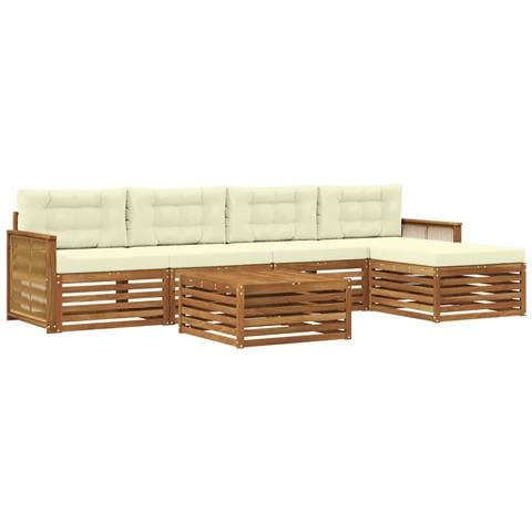 Set di divani da esterno con cuscino 6 pcs Naturale e Crema - Foto 1