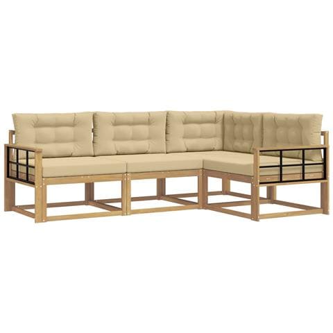 Set di divani da esterno 3 pcs Bianco e Beige Poliestere - Foto 1