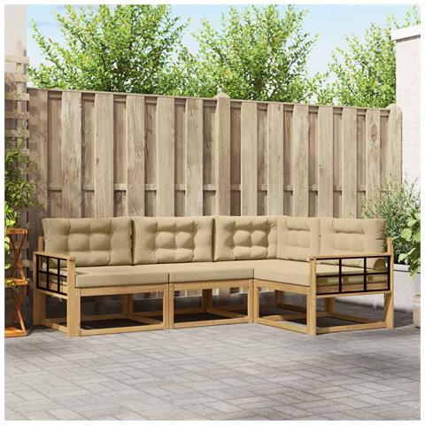 Set di divani da esterno 3 pcs Bianco e Beige Poliestere - Foto 2