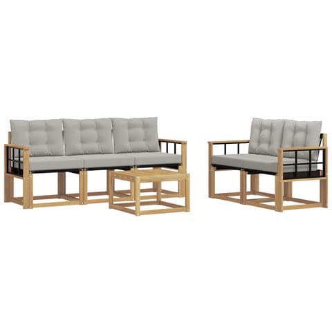 Set di divani da esterno 6 pcs Bianco e Grigio Chiaro - Foto 1