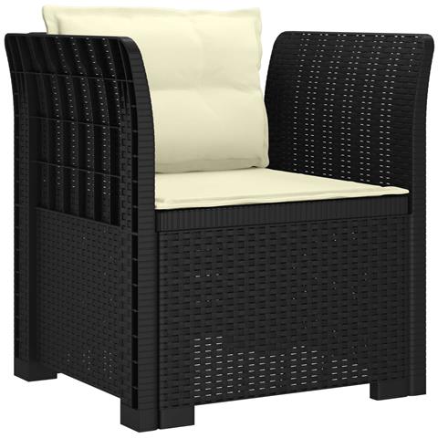 Poltrona a 1 Posto con Cuscini Aspetto Rattan PP Antracite - Foto 1