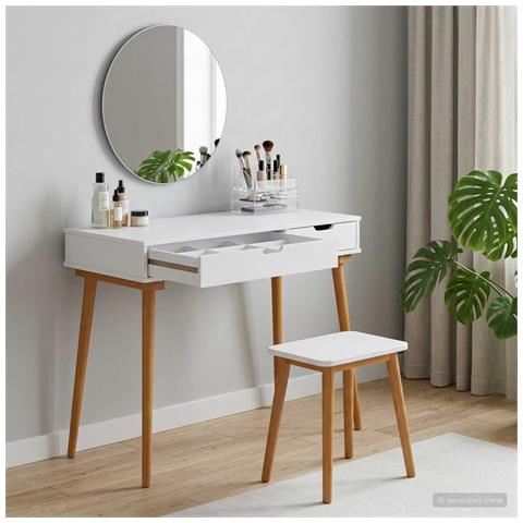 Tavolo da Trucco FAUSKE Bianco 100 x 50 x 78 cm - Foto 2