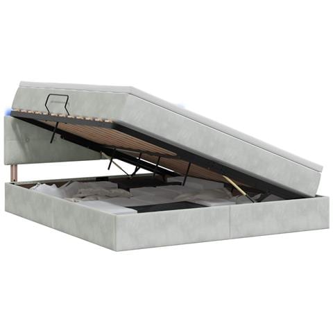 Letto con contenitore LED e materasso Grigio Chiaro - Foto 1