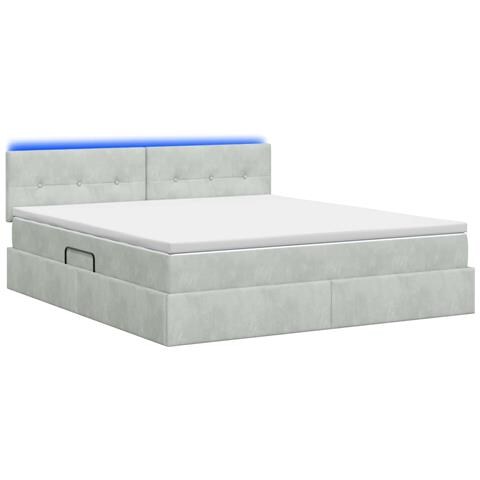 Letto con contenitore LED e materasso Grigio Chiaro - Foto 9