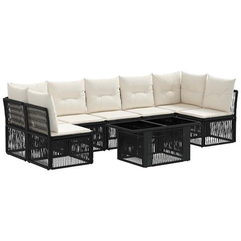 Set Divano da Giardino 7 pz Nero polyrattan - Foto 1