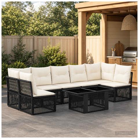 Set Divano da Giardino 7 pz Nero polyrattan - Foto 10