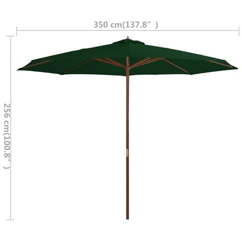 Ombrellone da Esterni con Palo in Legno 350 cm Verde - Foto 4