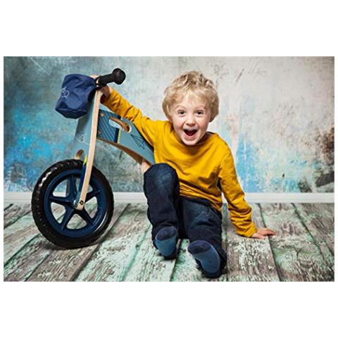 Piccolo Piede 11614 Biciclettina Blu Aereo Di Cartain Legnoi Con Sedile Regolabile E Pneumatici Gommati - Foto 2