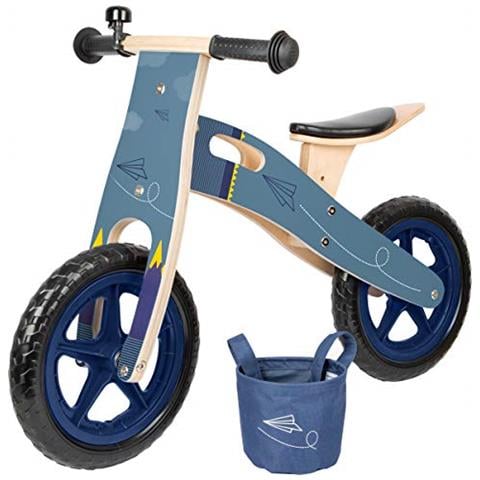 Piccolo Piede 11614 Biciclettina Blu Aereo Di Cartain Legnoi Con Sedile Regolabile E Pneumatici Gommati - Foto 1