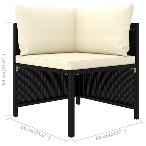 Set Divani da Giardino 11 pz con Cuscini in Polyrattan Nero - Foto 10