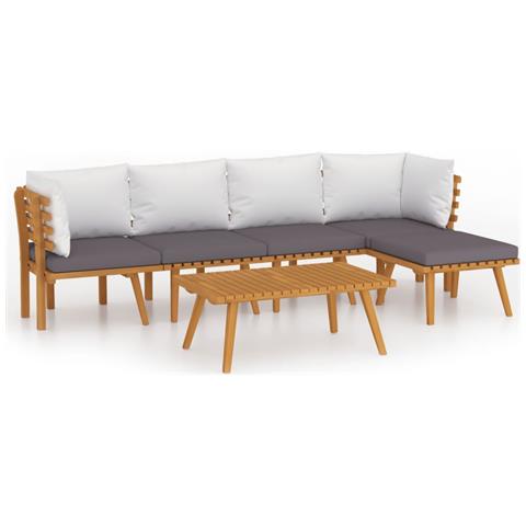 Set Divani Da Giardino 6 Pz Con Cuscini In Massello Di Acacia - Foto 1