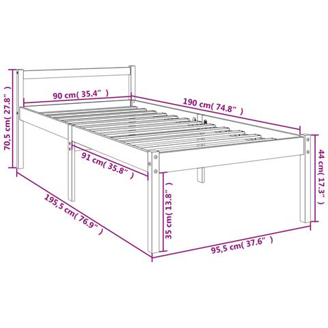 Letto per Anziani Bianco 90x190 cm Single in Legno di Pino - Foto 2