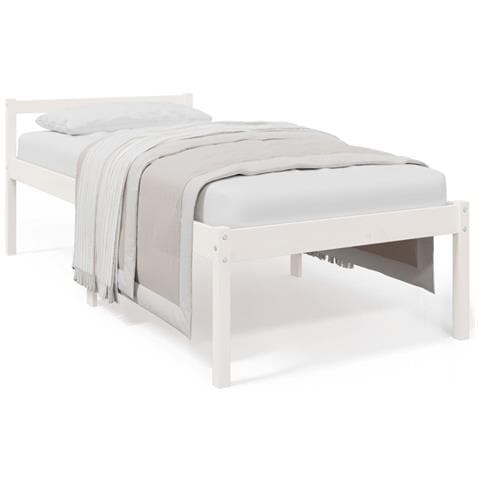 Letto per Anziani Bianco 90x190 cm Single in Legno di Pino - Foto 1