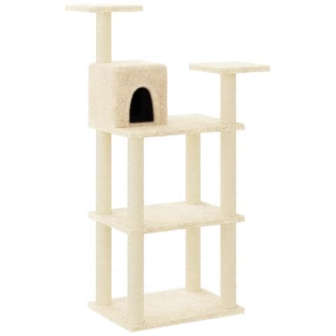 Albero per Gatti con Tiragraffi in Sisal Crema 118,5 cm - Foto 2