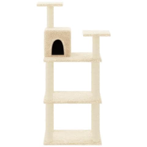 Albero per Gatti con Tiragraffi in Sisal Crema 118,5 cm - Foto 8