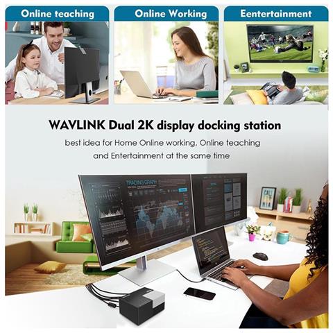 Docking Station USB 3.0 / TYPE C per Notebook Doppia Uscita Video LAN - Foto 2