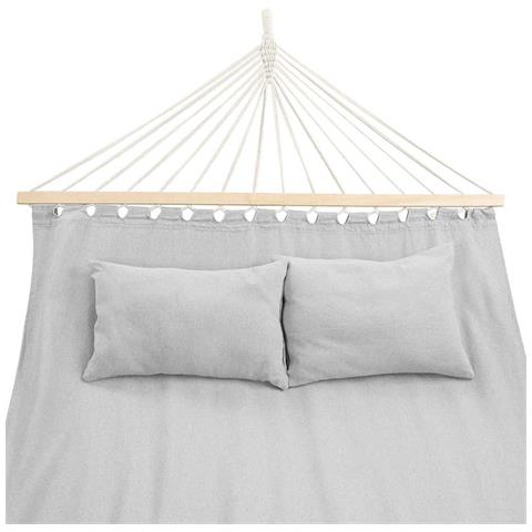 Amaca Giardino 2 Posti Legno Cotone Relax Esterno Campeggio 345x150cm Grigio - Foto 5