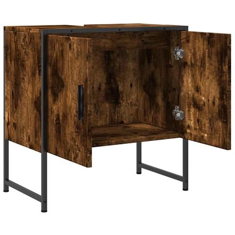 Mobile Lavabo Bagno Rovere Fumo 60x33x60 Cm Legno Multistrato - Foto 2