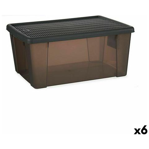 Scatola Portaoggetti Con Coperchio Stefanplast Elegance Grigio Plastica 15 L 29 X 17 X 39 Cm (6 Unità) - Foto 1