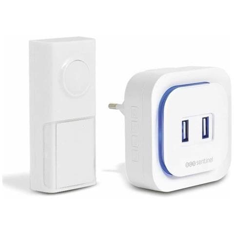 Campanello Wireless SCS Sentinel Onebell 100 - Portata 100m, 15 Melodie, Con Pulsante IP55 Esterno