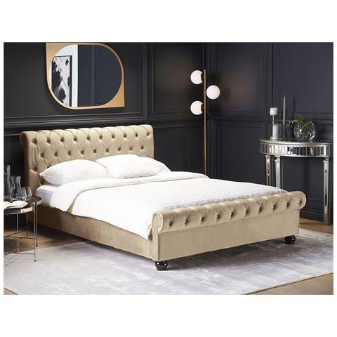 Letto Ad Acqua Velluto Avallon 160 X 200 Cm Beige - Foto 1