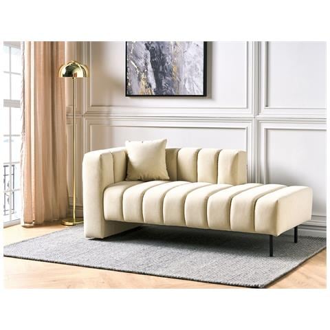 Chaise Longue Versione Sinistra Lannils Pelle Sintetica Bianco Sporco - Foto 1