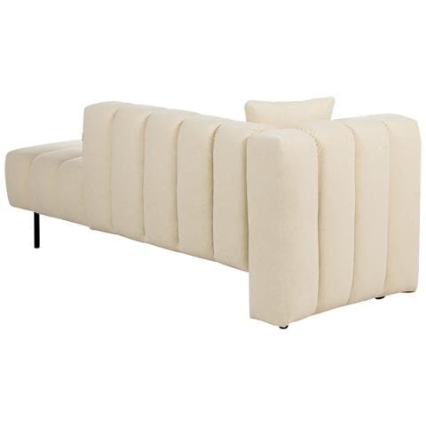Chaise Longue Versione Sinistra Lannils Pelle Sintetica Bianco Sporco - Foto 2