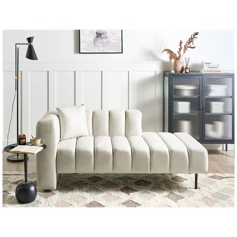 Chaise Longue Versione Sinistra Lannils Pelle Sintetica Bianco Sporco - Foto 9
