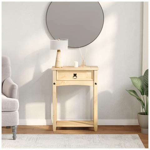 Tavolino Consolle Corona 55x35x73 Cm In Legno Massello Di Pino - Foto 3