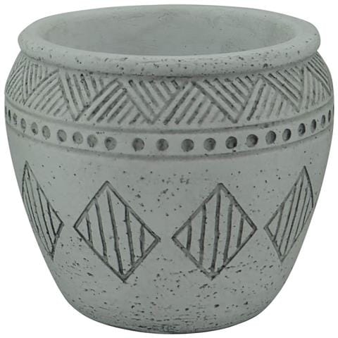Vaso Tondo Piccolo Da Giardino In Fibra Di Argilla Decorata 14x14x12 Cm Olea - Foto 1