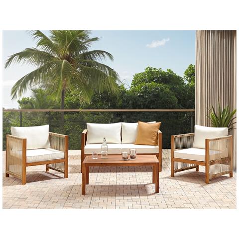 Set Da Giardino 4 Posti Legno Di Acacia E Corda Beige Antria - Foto 1