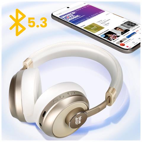Cuffie Bluetooth Autonomia 40 Ore Microfono Tasti Multifunzione, Bianco - Foto 5
