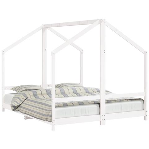 Giroletto Per Bambini Bianco 2x (80x200) Cm Legno Massello Pino - Foto 2