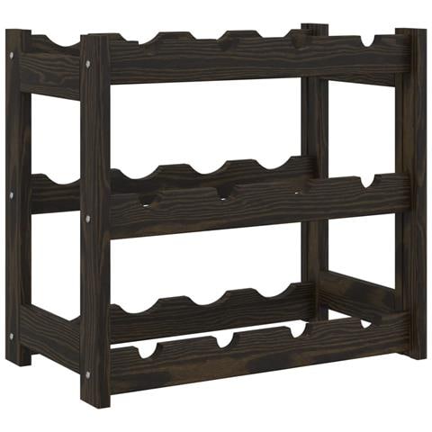 Portabottiglie Per 12 Bottiglie Nero Legno Massello Di Pino - Foto 2