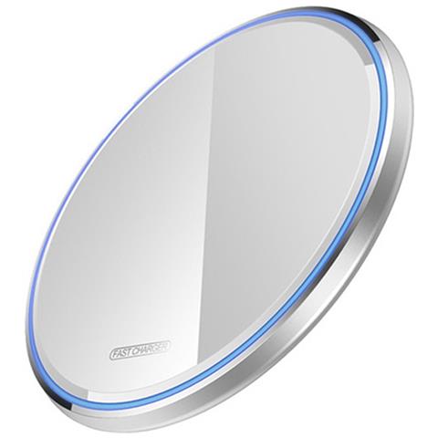 Caricabatterie Wireless Per Smartphone Da 15w Con Bordo Luminoso A Led, Bianco - Foto 1