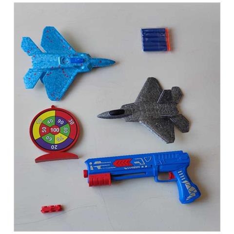 Gioco Avventuroso: Pistola Giocattolo Con Aereo Di Styropor, Obiettivo E Colpi Inclusi - Foto 2