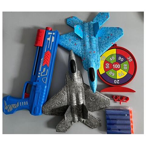 Gioco Avventuroso: Pistola Giocattolo Con Aereo Di Styropor, Obiettivo E Colpi Inclusi - Foto 4