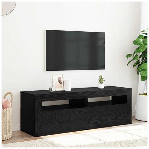 Mobile Porta TV con LED Rovere Nero 120x35x40 cm Multistrato - Foto 1