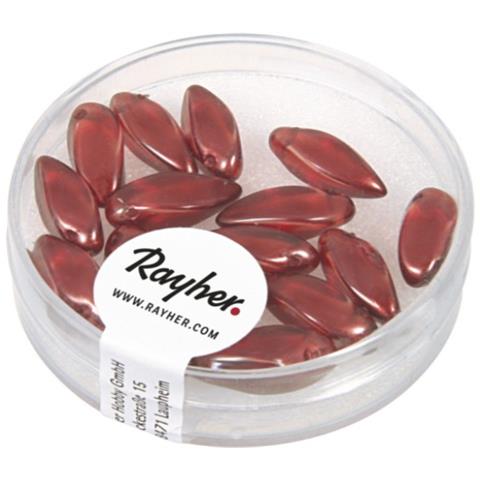 Rayher - 15 Pezzi - Perle In Vetro A Goccia 6x12mm - Colore Rosso/bordeaux - Foto 1
