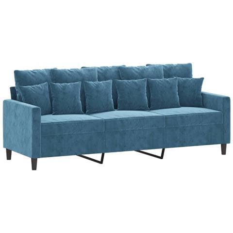Divano A 3 Posti Blu 180 Cm In Velluto - Foto 2